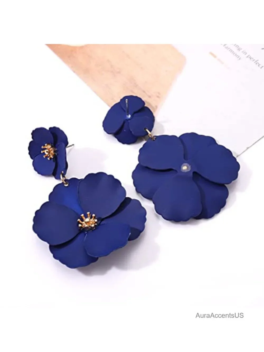 Boho Flower Dangle Earrings Layered Floral Drop Statement Stud Earrings for